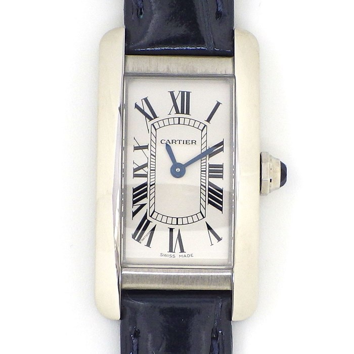 カルティエ Cartier 腕時計 タンク アメリカン SM WSTA0043 シルバー文字盤 ブラック クロコダイルレザーベルト 黒 SS クオーツアナログ 【中古】 カルティエ Cartier 腕時計 タンク アメリカン SM WSTA0043 シルバー