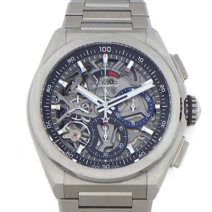 ゼニス ZENITH 腕時計 デファイ エル プリメロ 21 95.9000.9004/78.M9000 クロノグラフ 夜光針/インデックス スモールセコンド 裏スケ パワーリザーブ表示 スケルトン文字盤 チタン SS 自動巻き 【箱・保付き】 【中古】