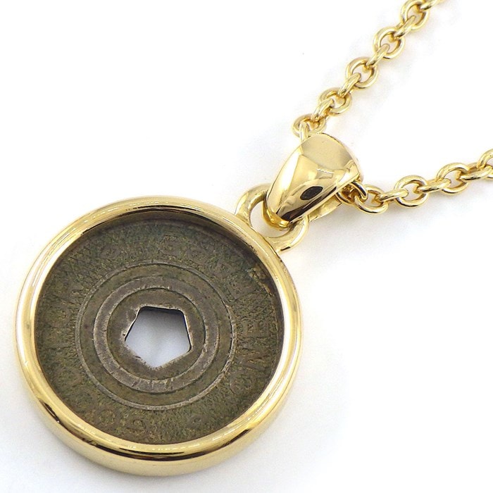ブルガリ BVLGARI ネックレス トークン ニューヨーク メトロ アンティーク ヴィンテージ コイン K18YG 【中古】