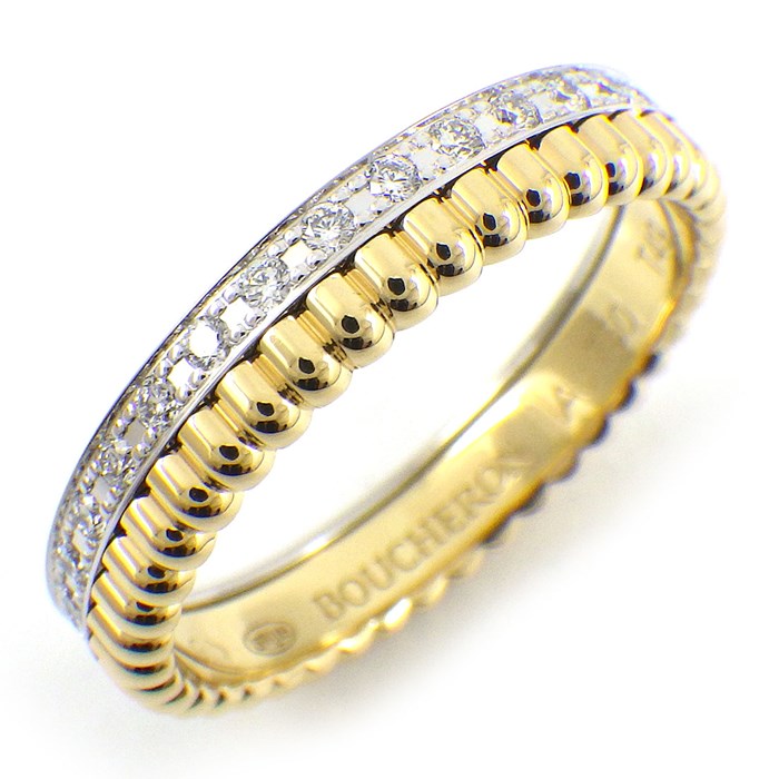 ブシュロン BOUCHERON リング キャトル ラディアント ハーフ JAL00134 フル サークル 32ポイント ダイヤモンド 計約 0.23ct K18YG K18WG 9号 / #49 【中古】