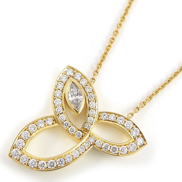 ハリーウィンストン HARRY WINSTON ネックレス リリークラスター PEDYMQRFLC 1ポイント マーキスカット ダイヤモンド 45ポイント ラウンドカット ダイヤモンド 計0.68ct K18YG 【箱・保付き】 【中古】