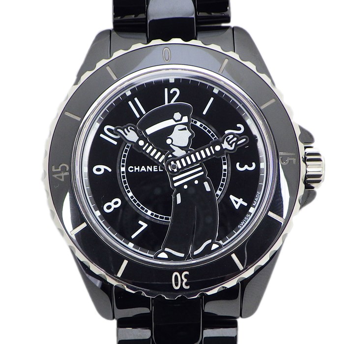 シャネル CHANEL 腕時計 マドモアゼル J12 ラパウザ 38MM H7609 数量限定品 モデル ブラック文字盤 裏スケ SS ブラック セラミック 黒 自動巻き 【箱・保付き】 【中古】