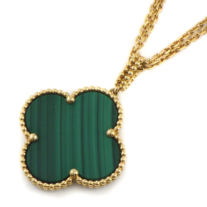 ヴァンクリーフ＆アーペル Van Cleef & Arpels ロングネックレス マジックアルハンブラ VCARO3MG00 2way ダブルチェーン マラカイト K18YG 【中古】