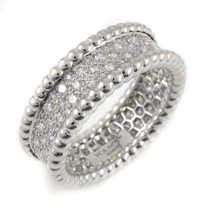 ヴァンクリーフ アーペル Van Cleef Arpels リング ペルレ 3連モデル VCARN9Q000 フル サークル 3ロウ パヴェ 95ポイント ダイヤモンド 約1 34ct K18WG 18 5号 59 箱・保付き 中古 ジェイビーワークス 公式オンラインショップ