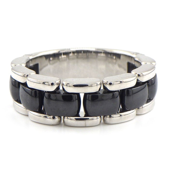 シャネル CHANEL リング ウルトラ コレクション ミディアムモデル K18WG ブラック セラミック 黒 22号 / #61 【中古】