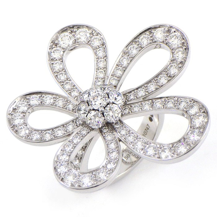 ティファニー 》PT950 4Pダイヤ フラワー ベゼル リング