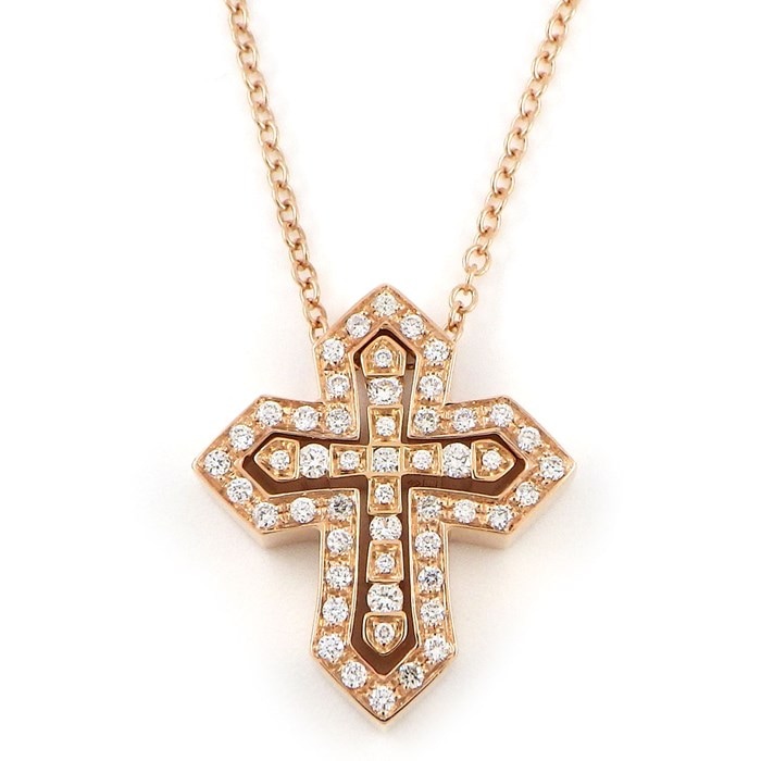 ダミアーニ DAMIANI ネックレス ベルエポック クラウン 20089079 クロス フル パヴェ ダイヤモンド 計0.28ct K18PG 【箱・保付き】 【中古】
