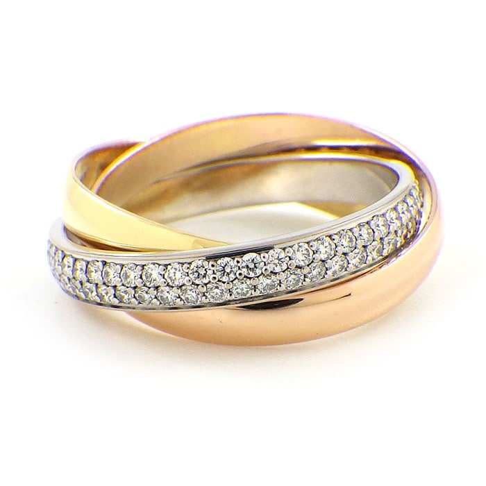 カルティエ Cartier リング トリニティ SM B4086000 スリーカラー フルサークル ダイヤモンド K18PG K18WG K18YG 10.5号 / #50 【中古】