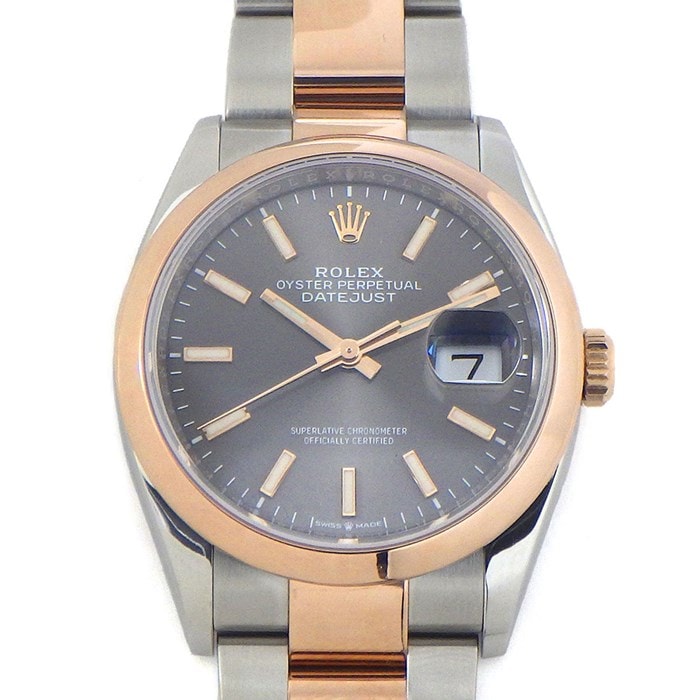 ロレックス Rolex 腕時計 オイスター パーペチュアル デイトジャスト 36 126201 カレンダー ルーレット刻印 ランダムシリアル ロレゾール スレートグレー サンレイ文字盤 エバーローズゴールド(K18PG) SS 自動巻き 【中古】