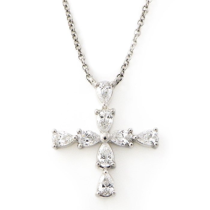 ハリーウィンストン HARRY WINSTON ネックレス シンボルズ ミニクロス PEDPREMCPM 8ポイント ペアシェイプ ダイヤモンド 0.48ct PT950 【中古】