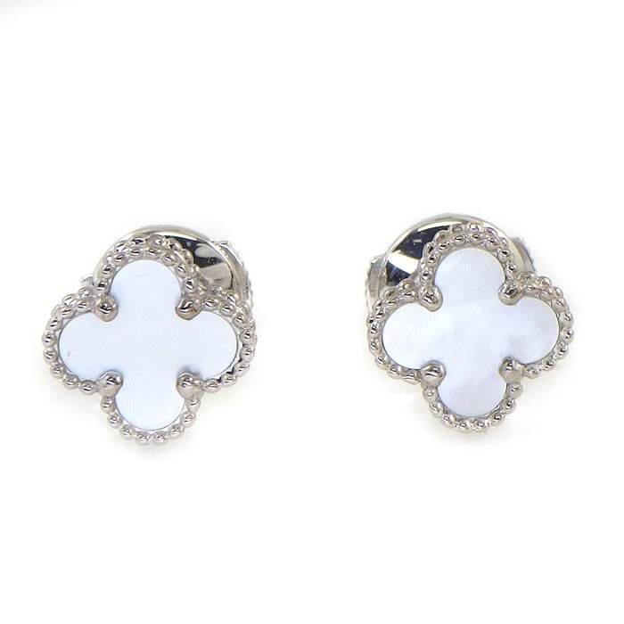 ヴァンクリーフ＆アーペル Van Cleef & Arpels ピアス スウィートアルハンブラ VCARG12000 ホワイト シェル K18WG 白 【中古】