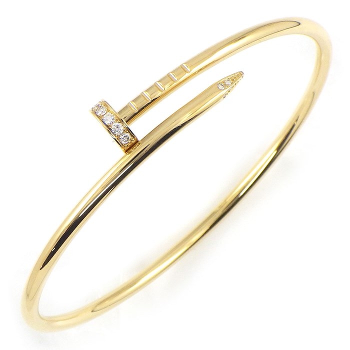 カルティエ Cartier バングル ジュスト アン クル スモールモデル SM B6066116 釘モチーフ 20ポイント ダイヤモンド 0.18ct K18YG / #16 【中古】