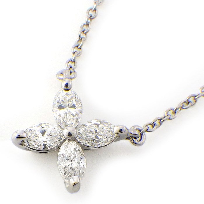 ティファニー Tiffany & Co. ネックレス ビクトリア ヴィクトリア リーフ スモール 4ポイント マーキスカット ダイヤモンド PT950 【中古】