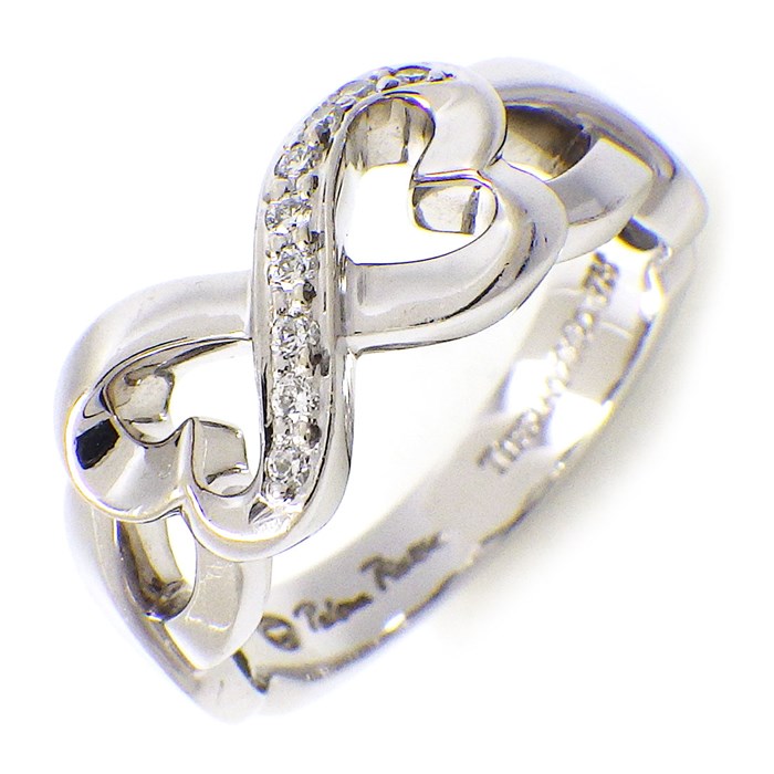 ティファニー Tiffany & Co. リング ダブル ラヴィング ラビング ハート ダイヤモンド K18WG 9号【中古】