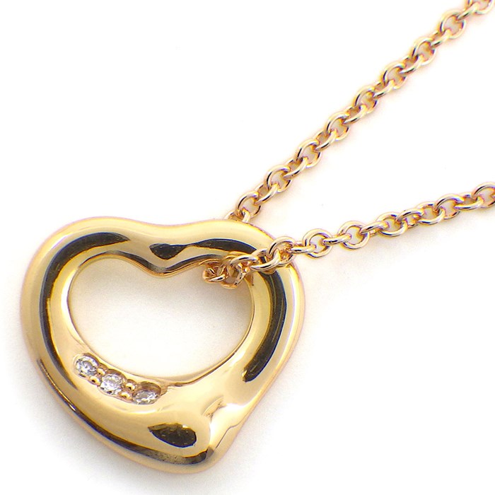 ティファニー Tiffany & Co. ネックレス オープン ハート 68113660 3ポイント ダイヤモンド 0.01ct K18PG 【中古】