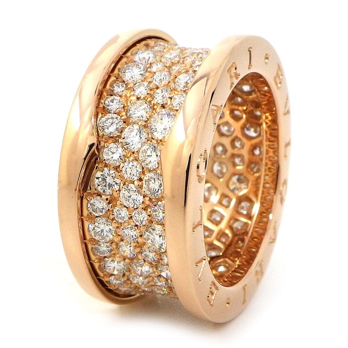 ブルガリ BVLGARI リング B-zero1 ビーゼロワン 345589 ロゴ パヴェ ダイヤモンド 計2.4ct K18PG 13号 / #54 【中古】