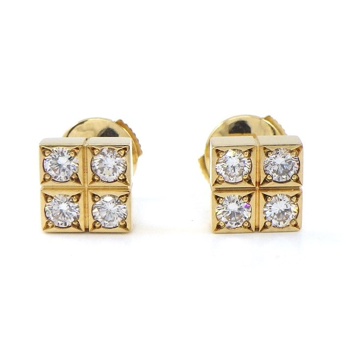 カルティエ Cartier ピアス パイエット スクエア ダイヤモンド K18YG  