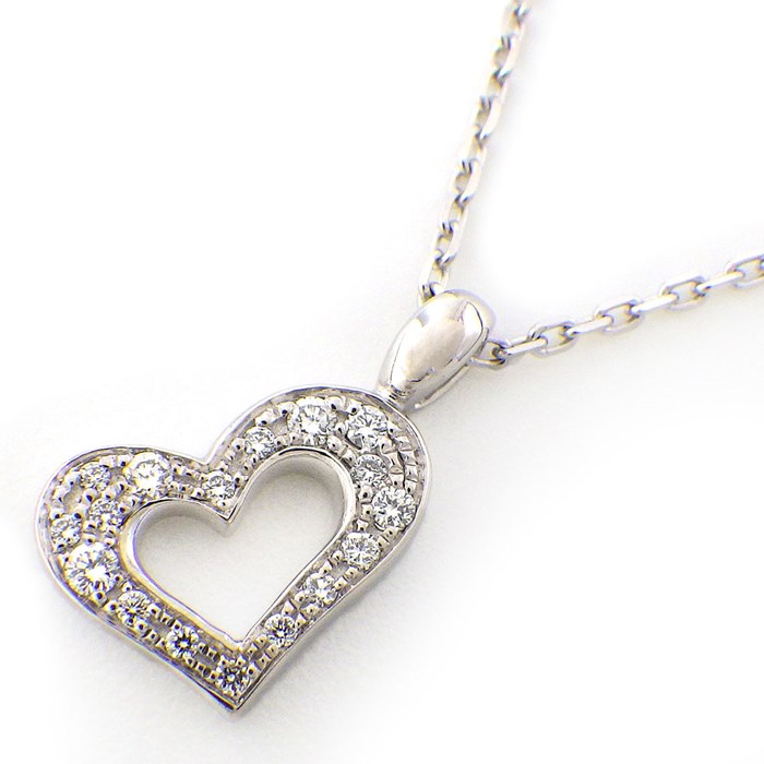 ピアジェ PIAGET ネックレス ライムライト ハート オープン パヴェ ダイヤモンド K18WG 【中古】