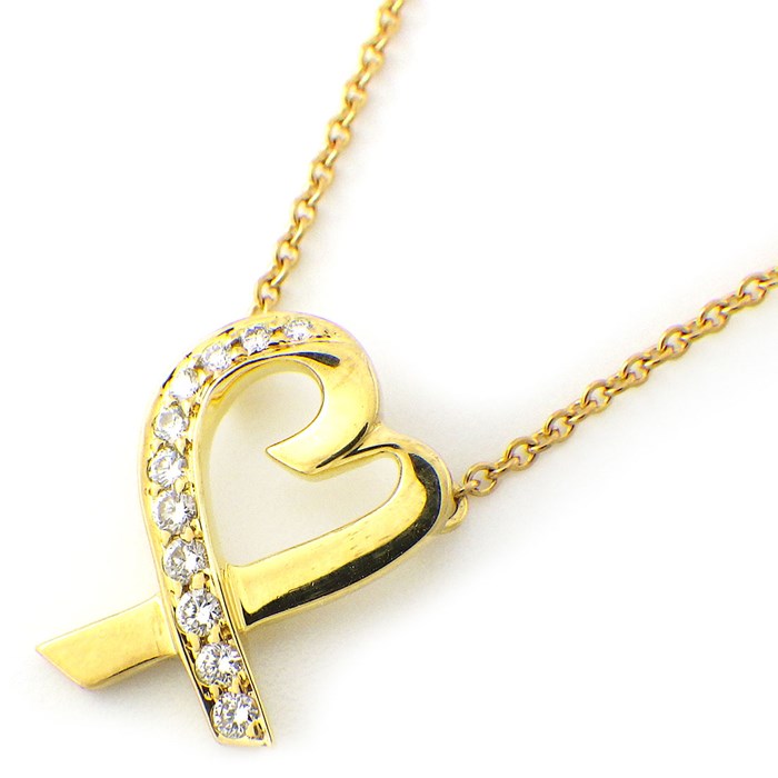 ティファニー Tiffany & Co. ネックレス ラヴィング ラビング ハート パヴェ ダイヤモンド K18YG 【中古】