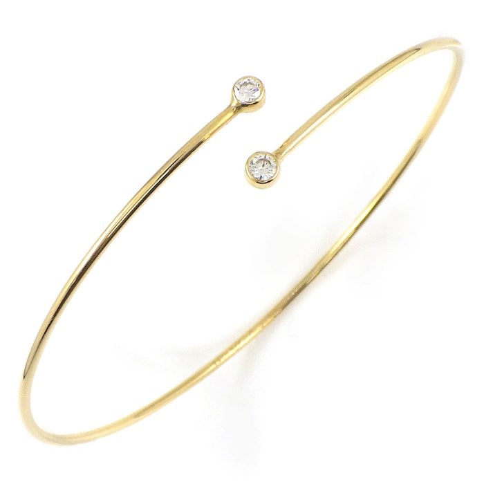 ティファニー Tiffany & Co. バングル フープ シングルロウ ミディアム 60152217 2ポイント ダイヤモンド 0.10ct K18YG 【中古】