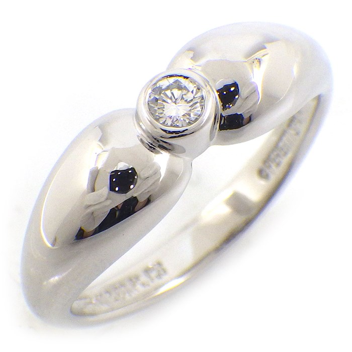 ティファニー Tiffany & Co. リング ダブル ティア ドロップ 1ポイント ダイヤモンド PT950 8.5号 【中古】