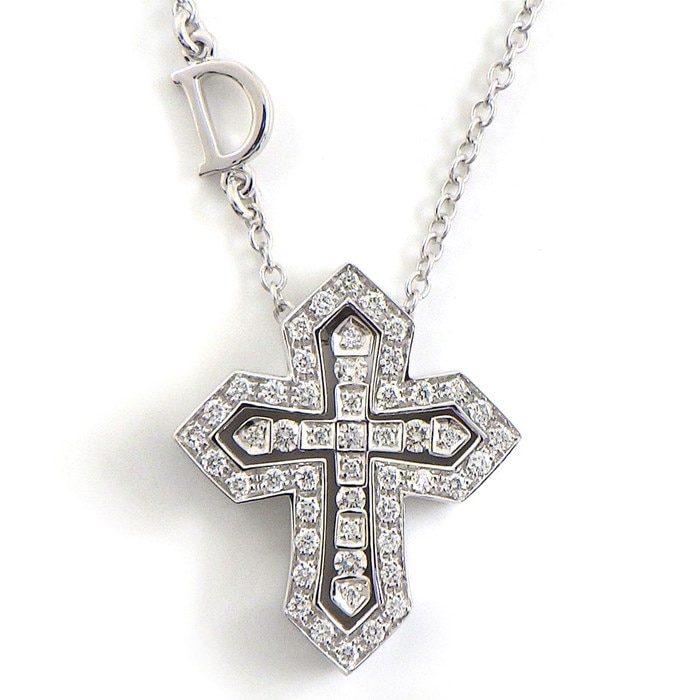 ダミアーニ DAMIANI ネックレス ベル エポック 20089078 ダブル クロス ダイヤモンド 0.28ct K18WG 【箱・保付き】 【中古】