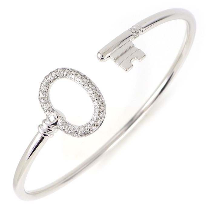 ティファニー Tiffany & Co. バングル キー ワイヤー スモール 60415129 オーバル パヴェ ダイヤモンド 0.18ct K18WG 【中古】