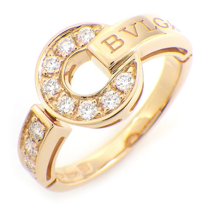 ブルガリ BVLGARI リング ブルガリ・ブルガリ 346214 ロゴ ラウンド サークル 12ポイント ダイヤモンド 0.28ct K18PG 13号 【中古】