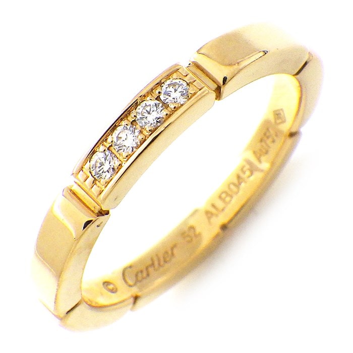 カルティエ Cartier リング マイヨン パンテール ウェディング バンド B4080352 4ポイント ダイヤモンド 計0.05ct K18YG 12号 / #52 【中古】