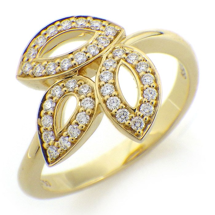 ハリーウィンストン HARRY WINSTON リング リリークラスター ミニ FRDYSM1MLC リーフモチーフ 37ポイント ダイヤモンド 0.18ct K18YG 10号 【中古】