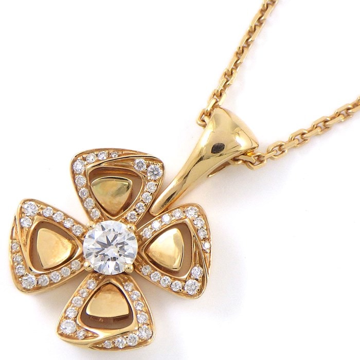 ブルガリ BVLGARI ネックレス フィオレバー 356223 フラワーモチーフ ダイヤモンド 0.34ct K18PG 【中古】