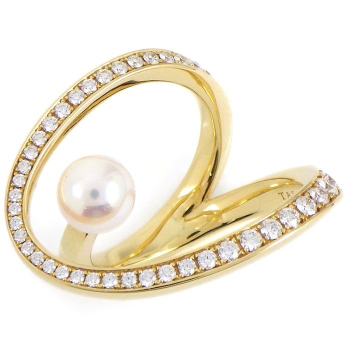 タサキ 田崎真珠 TASAKI リング オーロラ RPI-4744-18KYG カーブ ダイヤモンド 0.51ct あこや真珠 パール 6.2mm珠 K18YG 11号 【箱・保付き】 【中古】