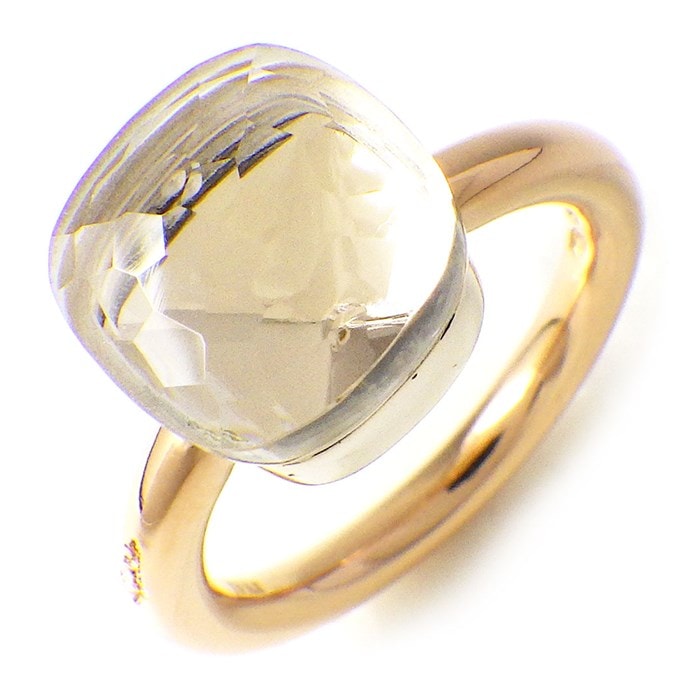 ポメラート Pomellato リング ヌード プチ PAB4030_O6000_000TB スクエア ホワイト クォーツ K18PG 白 10号 【中古】