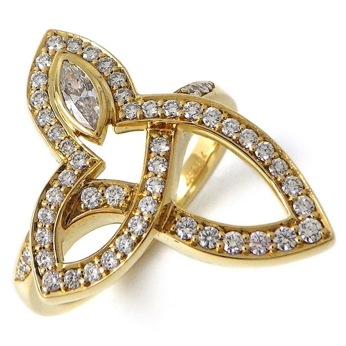 ハリーウィンストン HARRY WINSTON リング リリークラスター FRDYMQRFLC リーフ 1ポイント マーキスカット 54ポイント ラウンド ダイヤモンド 計0.41ct K18YG 8.5号 【箱・保付き】 【中古】