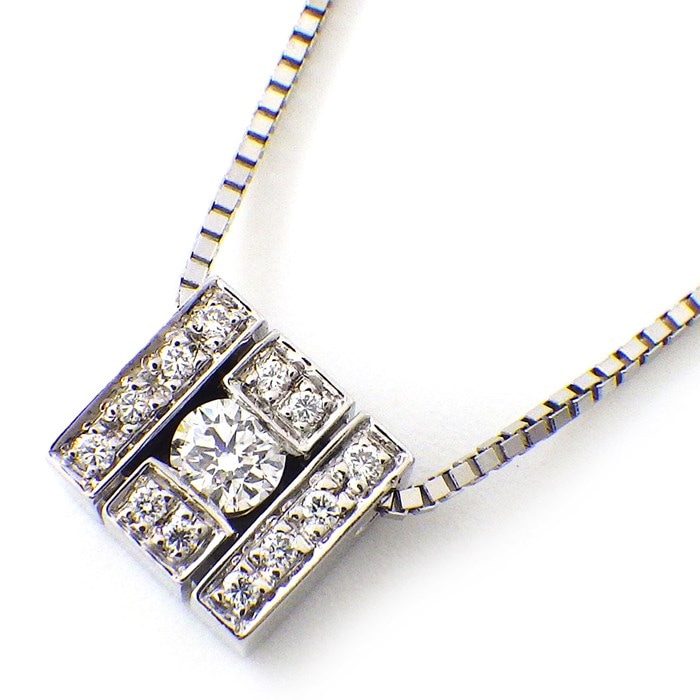 ダミアーニ DAMIANI ネックレス ベルエポック スクエア ベネチアンチェーン パヴェ ダイヤモンド K18WG 【中古】