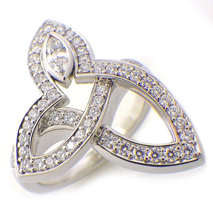 ハリーウィンストン HARRY WINSTON リング リリークラスター FRDPMQRFLC リーフ 54ポイント ダイヤモンド 0.41ct PT950 7号 【中古】