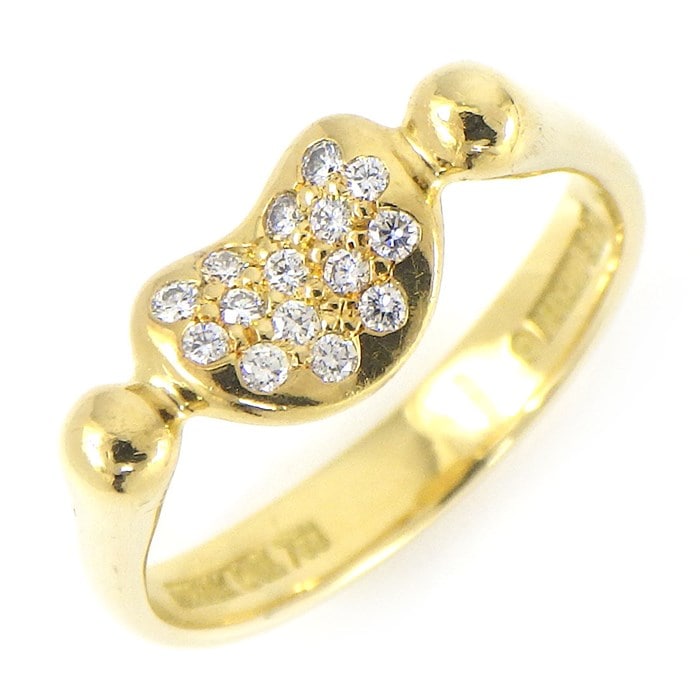 ティファニー Tiffany & Co. リング ビーン デザイン ミニ ビーンズ ダイヤモンド K18YG 10号 【中古】