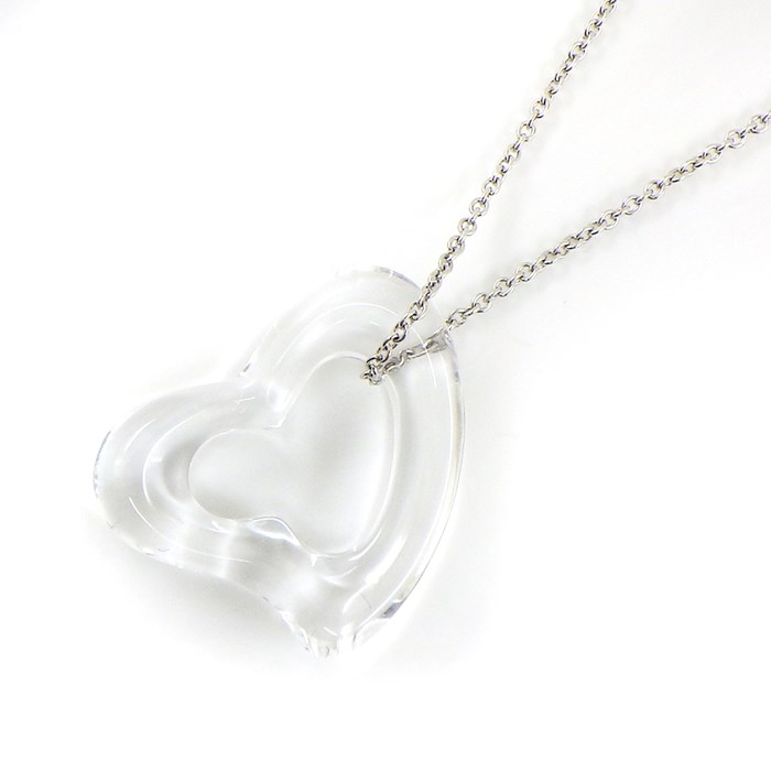 ティファニー Tiffany & Co. ネックレス オープンハート クリスタル PT950 【中古】