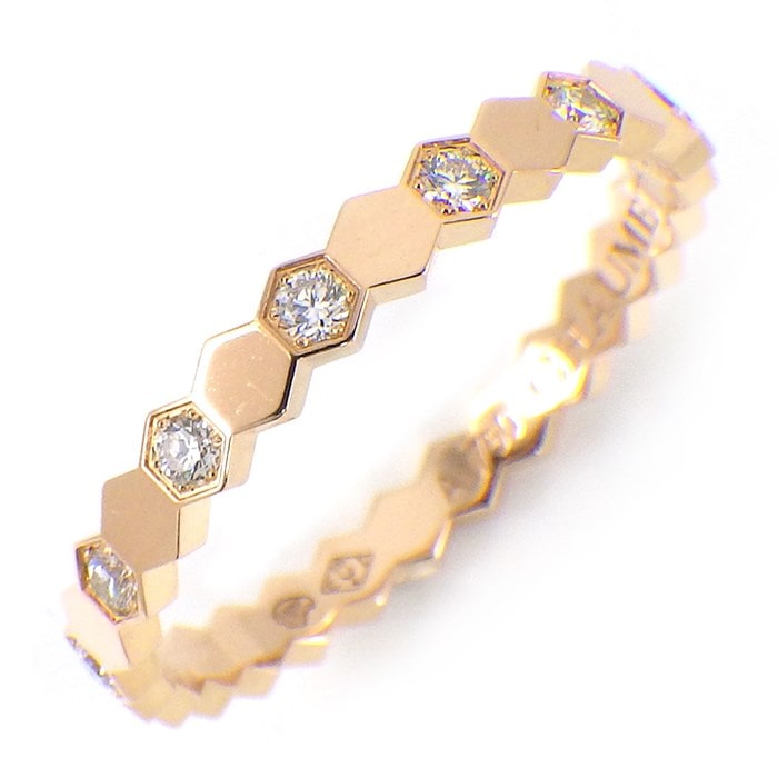 ショーメ Chaumet リング ビー マイ ラブ ハニカム ハーフ 081933 14ポイント ダイヤモンド 0.21ct K18PG 12号 / #52 【中古】