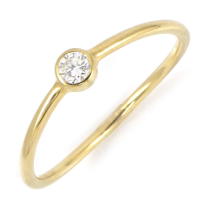 ティファニー Tiffany & Co. リング ウェーブ シングルロウ 60016991 1ポイント ダイヤモンド 0.06ct K18YG 10号 【中古】