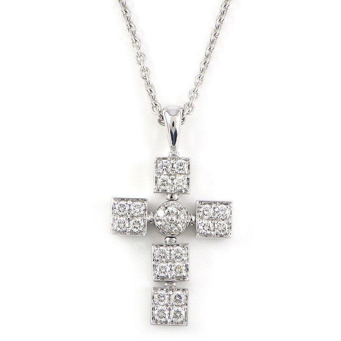 ブルガリ BVLGARI ネックレス ルチア ラテンクロス ダイヤモンド K18WG 【中古】