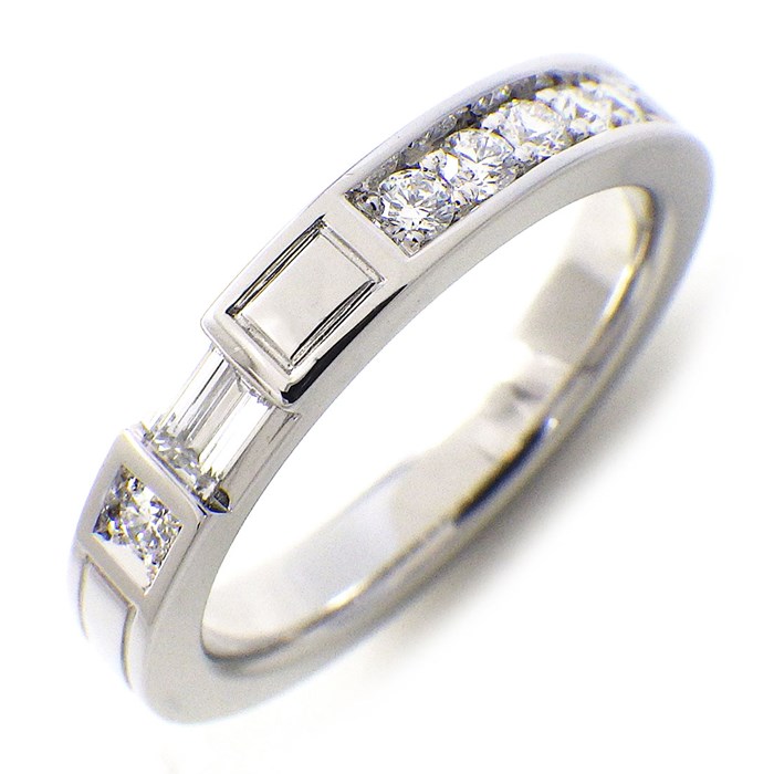 ハリーウィンストン HARRY WINSTON リング トラフィック アクセント バンド WBDPACRFTRF 1ポイント バゲットカット ダイヤモンド 7ポイント ラウンドカット ダイヤモンド 計0.22ct PT950 7号 【中古】