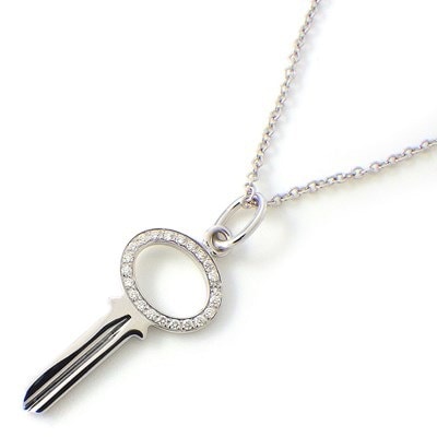 ティファニー Tiffany & Co. ネックレス モダンキー オープン オーバル ダイヤモンド K18WG 【中古】