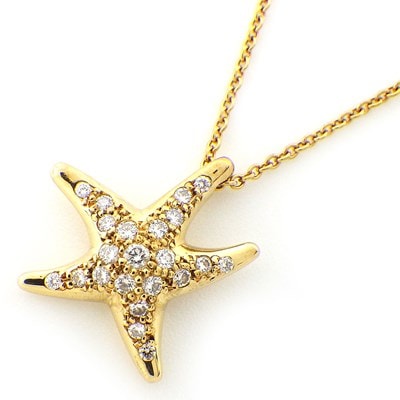 ティファニー Tiffany & Co. ネックレス スターフィッシュ ヒトデ モチーフ ダイヤモンド K18YG 【中古】