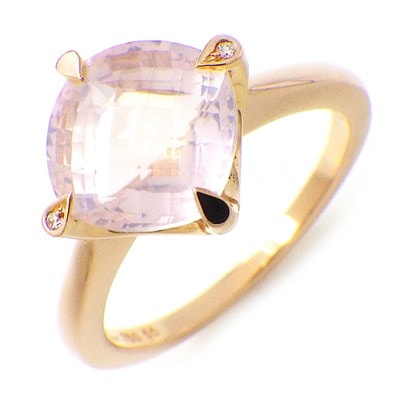 カルティエ Cartier リング インド ミステリューズ 1ポイント クッションカット ローズクォーツ 2ポイント ダイヤモンド K18PG 14.5号 / #55 【中古】