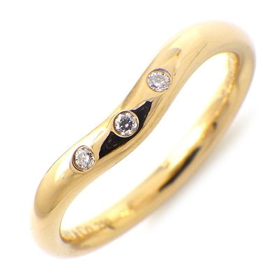 ティファニー Tiffany & Co. リング カーブド バンド ウェーブ 3ポイント ダイヤモンド K18PG 7.5号 【中古】