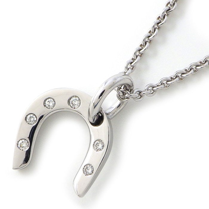 エルメス HERMES ネックレス ホースシュー 馬具 モチーフ 6ポイント ダイヤモンド K18WG 【中古】