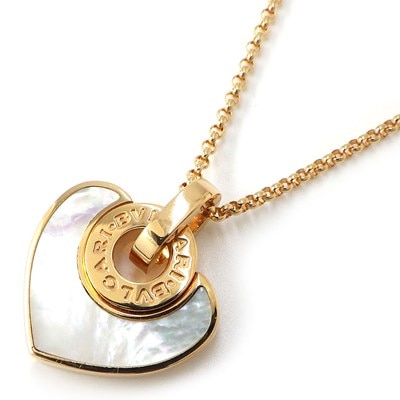 ブルガリ BVLGARI ネックレス ブルガリブルガリ クオーレ ハート ホワイト シェル K18PG 白 【中古】