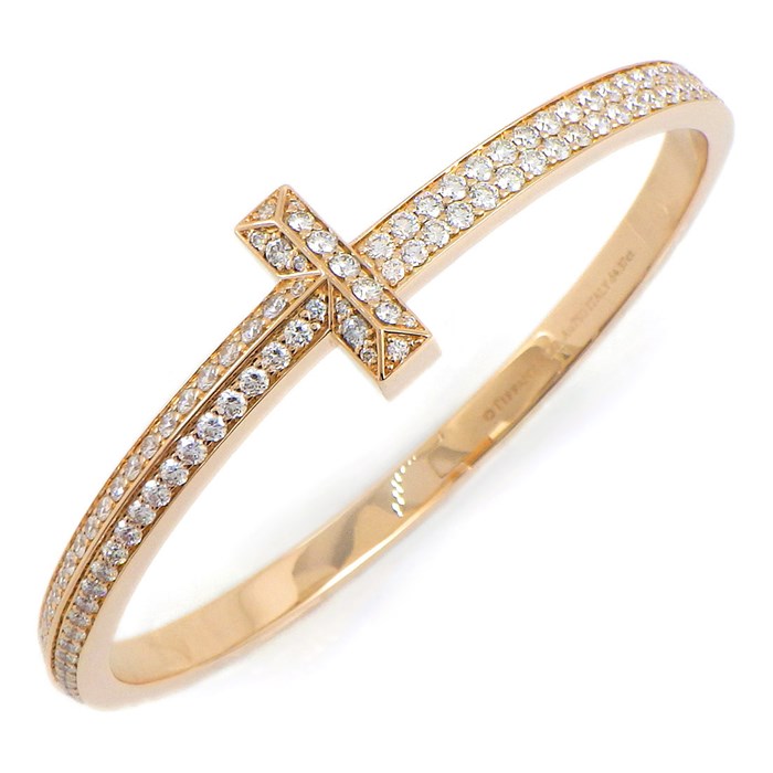 ティファニー Tiffany & Co. ブレスレット T ワン ワイド ヒンジ バングル 68127319 フル パヴェ ダイヤモンド 4.37ct K18PG / #L 【中古】