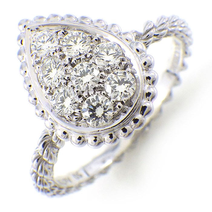 ブシュロン BOUCHERON リング セルパン ボエム スモール JRG02148 ドロップモチーフ ツイスト 8ポイント ダイヤモンド 0.32ct K18WG 10号 / #50 【中古】